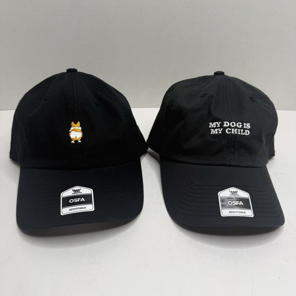 2 Fan Favorite Dog Lover Hats Corgi Butt + My Dog Is My Child Black OSFA NEW